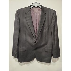 Hickey Freeman Men's Loro Piana Wool Blazer 46Long Black Pinstripe Made In USA
